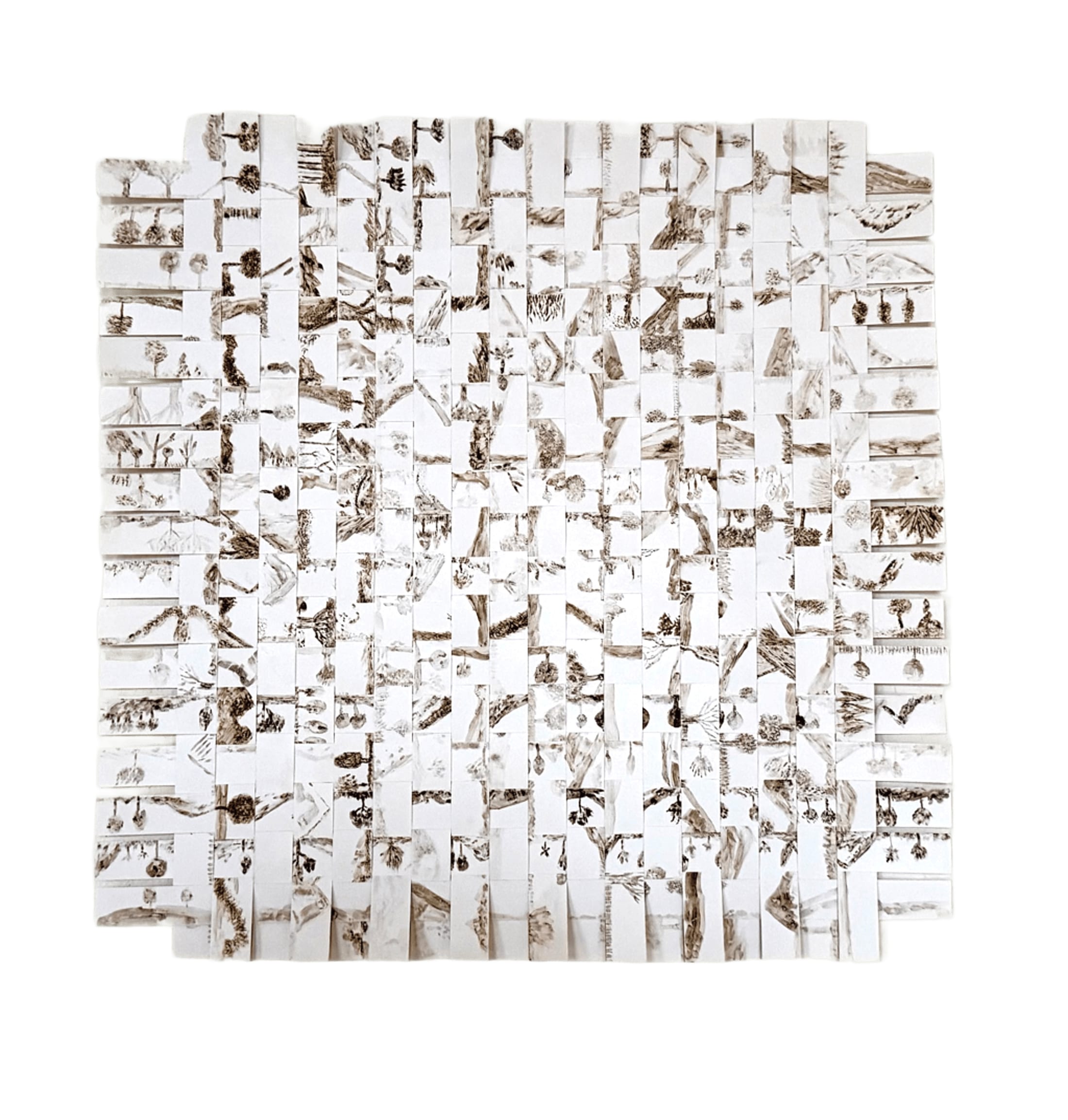 Strips of soil-pigment drawings woven together